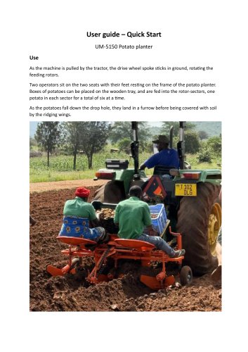 UM-5150 Potato planter quick start